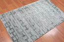 3' x 5' Handmade 100% Bamboo Silk Loop & cut Pile Geometric Area rug Aqua