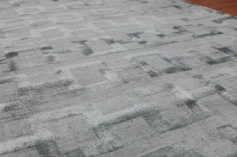 3' x 5' Handmade 100% Bamboo Silk Loop & cut Pile Geometric Area rug Aqua