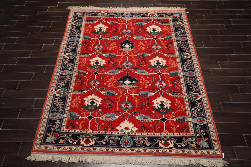 7'x 8'10'' look Hand Knotted Wool Arts & Craft Area Rug Orangy Red