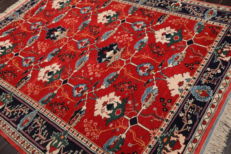 7'x 8'10'' look Hand Knotted Wool Arts & Craft Area Rug Orangy Red