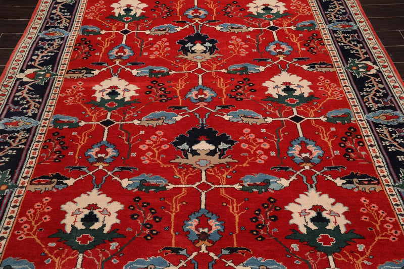 7'x 8'10'' look Hand Knotted Wool Arts & Craft Area Rug Orangy Red