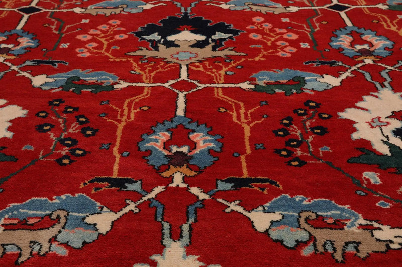 7'x 8'10'' look Hand Knotted Wool Arts & Craft Area Rug Orangy Red