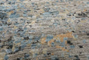 2'x3' Gray Hand Knotted Tibetan Modern Abstract Wool and Bamboo Silk Oriental Area Rug