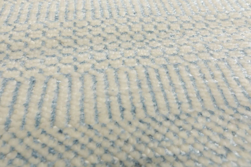 2'x2' Ivory Hand KnottedTibetan Modern  Wool and Bamboo Silk Oriental Area Rug