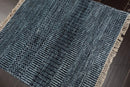 2'x2' Blue Hand Knotted Tibetan Modern Wool and Bamboo Silk Oriental Area Rug