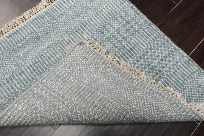 2'x2' Ivory Hand Knotted Tibetan Modern Wool and Bamboo Silk Oriental Area Rug