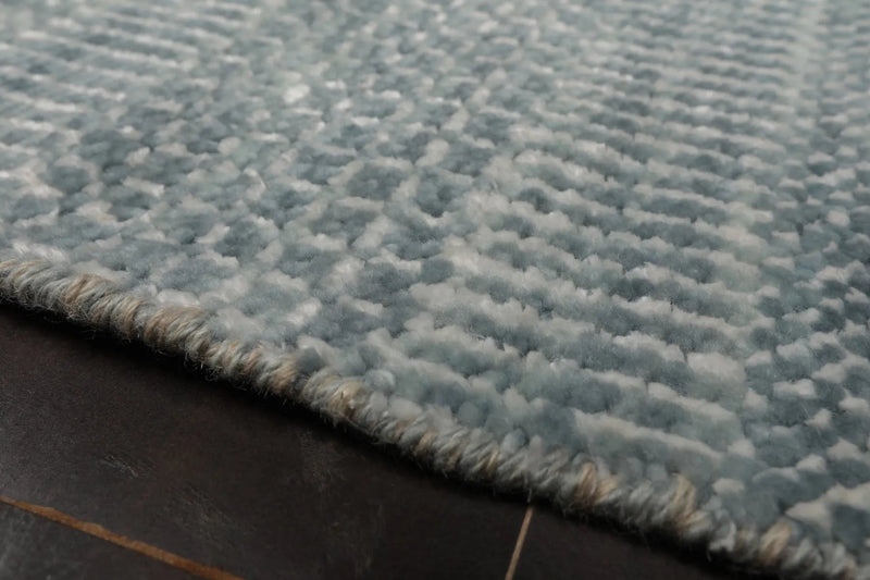 2'x2' Ivory Hand Knotted Tibetan Modern Wool and Bamboo Silk Oriental Area Rug