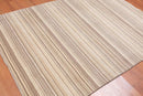 4'7 x 6'6 Hand Knotted Wool Abstract Stripes Muted Earth Tones Oriental Area Rug Beige, Tan Color