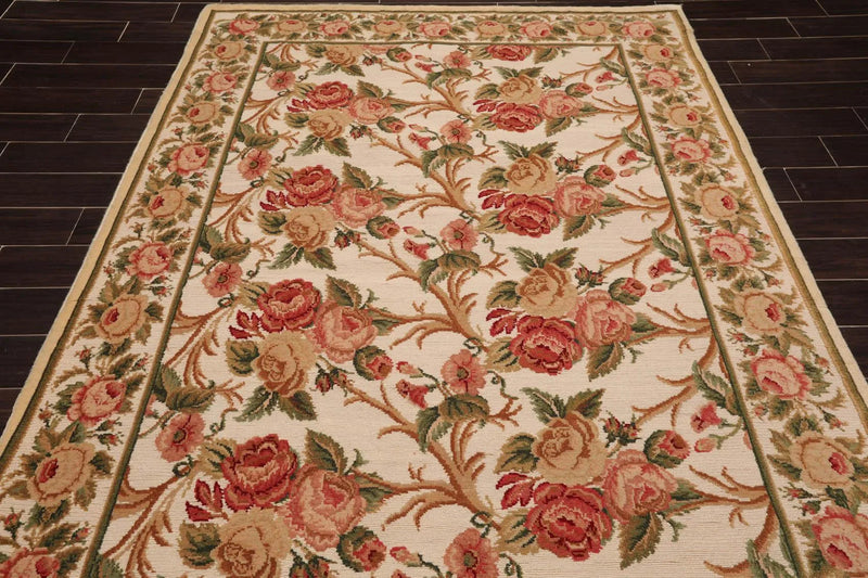 6'x 10' Costikyan Nettles Hand Knotted French Aubusson Savonnerie Area Rug Beige