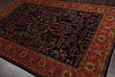 6x9 Navy, Rose Hand Knotted 100% Wool Sarouk Traditional 200 KPSI Oriental Area Rug