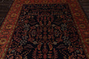 6x9 Navy, Rose Hand Knotted 100% Wool Sarouk Traditional 200 KPSI Oriental Area Rug