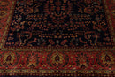 6x9 Navy, Rose Hand Knotted 100% Wool Sarouk Traditional 200 KPSI Oriental Area Rug