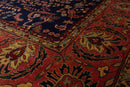 6x9 Navy, Rose Hand Knotted 100% Wool Sarouk Traditional 200 KPSI Oriental Area Rug
