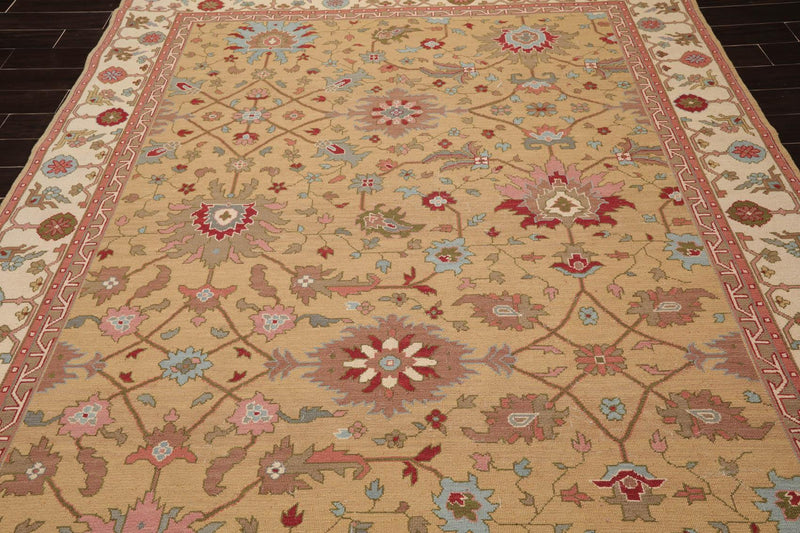 7'9"x9'9" Hand Knotted Wool Area Rug Muted Olive