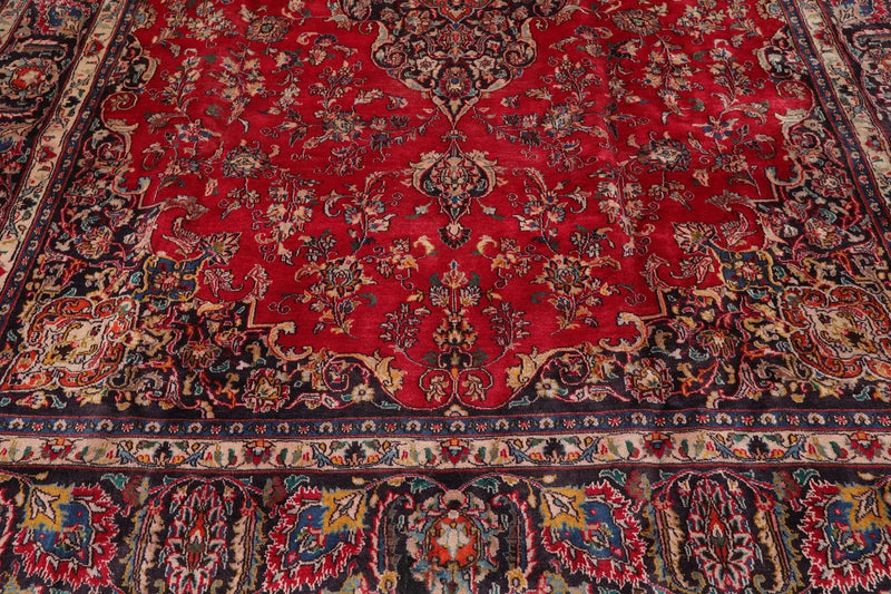 9x12 Red Hand Knotted Traditional Sarouk Wool Oriental Area Rug