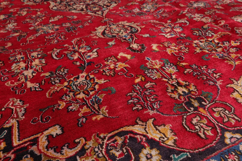 9x12 Red Hand Knotted Traditional Sarouk Wool Oriental Area Rug