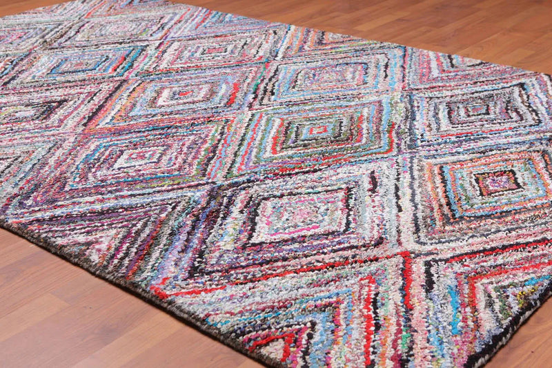 5' x 8' Handmade Zig Zag Medley Cotton Chindi Area rug Contemporary Multi