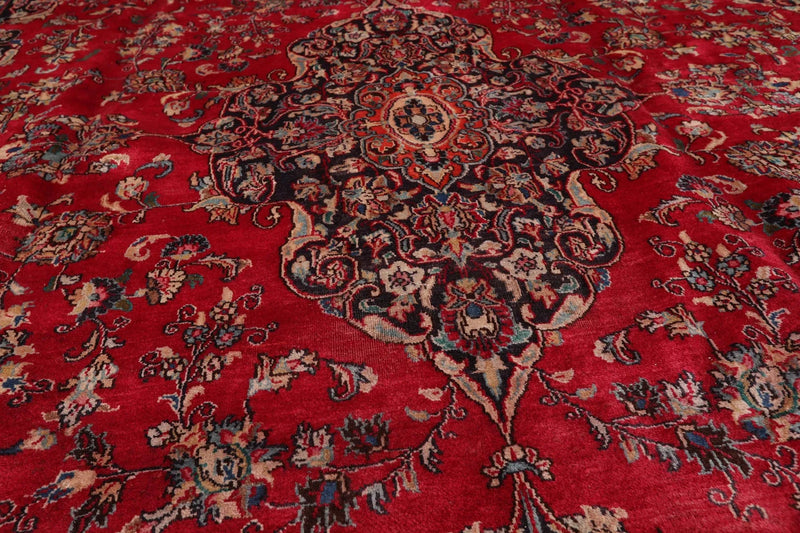 9x12 Red Hand Knotted Traditional Sarouk Wool Oriental Area Rug