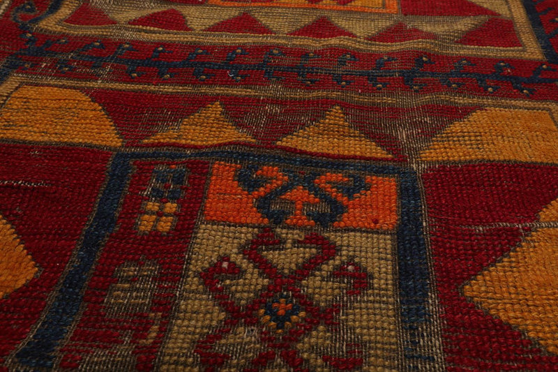 4'3" x 6'8" Authentic Antique Caucasian Kazak Hand Knotted Wool Area Rug Red