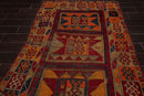 4'3" x 6'8" Authentic Antique Caucasian Kazak Hand Knotted Wool Area Rug Red