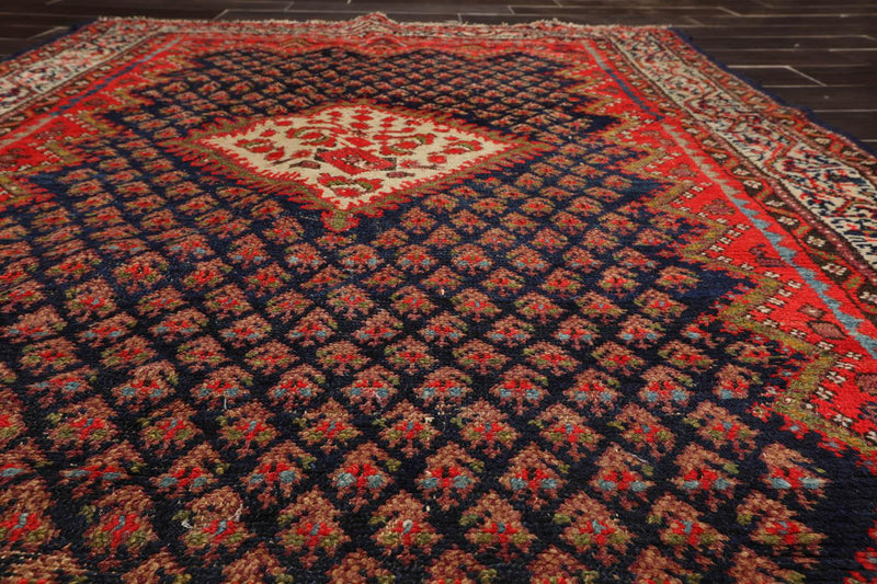 4'3" x 6'2" Antique Serabund Hand Knotted 100% Wool Traditional Area Rug Navy