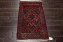 2'7''x4'1'' Hand Knotted Wool Tribal Traditional 200 KPSI Plus Pile Area Rug Red