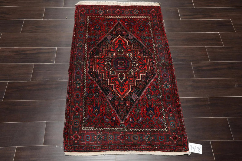 2'7''x4'1'' Hand Knotted Wool Tribal Traditional 200 KPSI Plus Pile Area Rug Red
