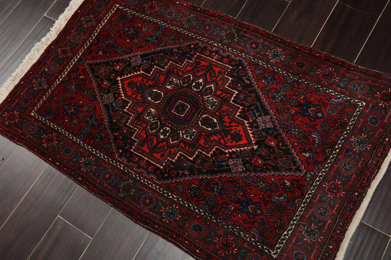 2'7''x4'1'' Hand Knotted Wool Tribal Traditional 200 KPSI Plus Pile Area Rug Red