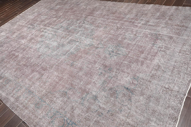 8'6" x 12'9" Hand Knotted Turkish Oushak Wool Distress Finish Area Rug Gray