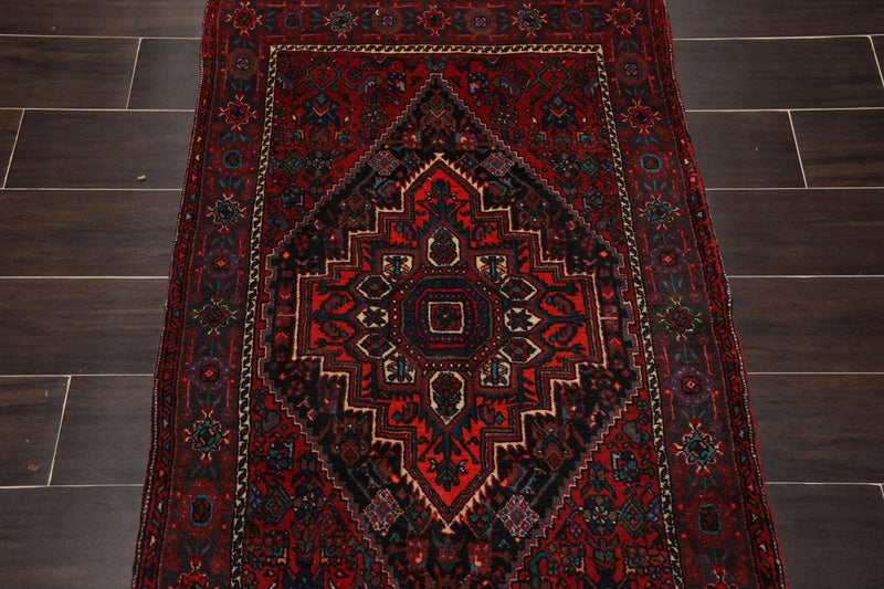 2'7''x4'1'' Hand Knotted Wool Tribal Traditional 200 KPSI Plus Pile Area Rug Red