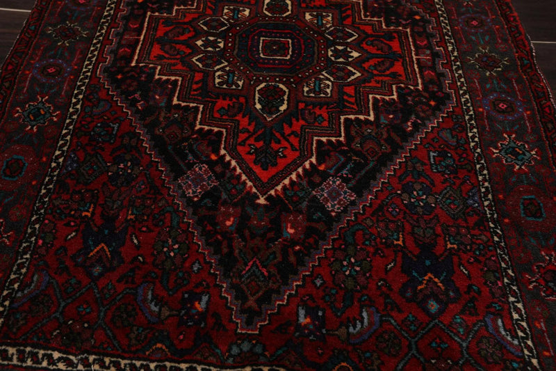 2'7''x4'1'' Hand Knotted Wool Tribal Traditional 200 KPSI Plus Pile Area Rug Red