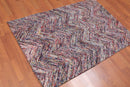3'4" x 5' Handmade Zig Zag Medley Wool Loop Pile Area Rug Contemporary Multi