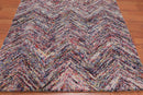 3'4" x 5' Handmade Zig Zag Medley Wool Loop Pile Area Rug Contemporary Multi