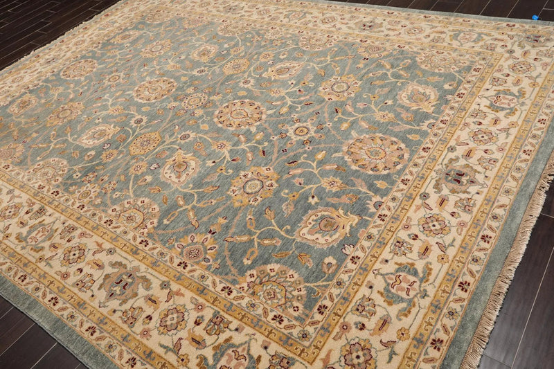 8'8'' x 11'4'' Hand Knotted 100% Wool Agra Traditional Oriental Area Rug Slate