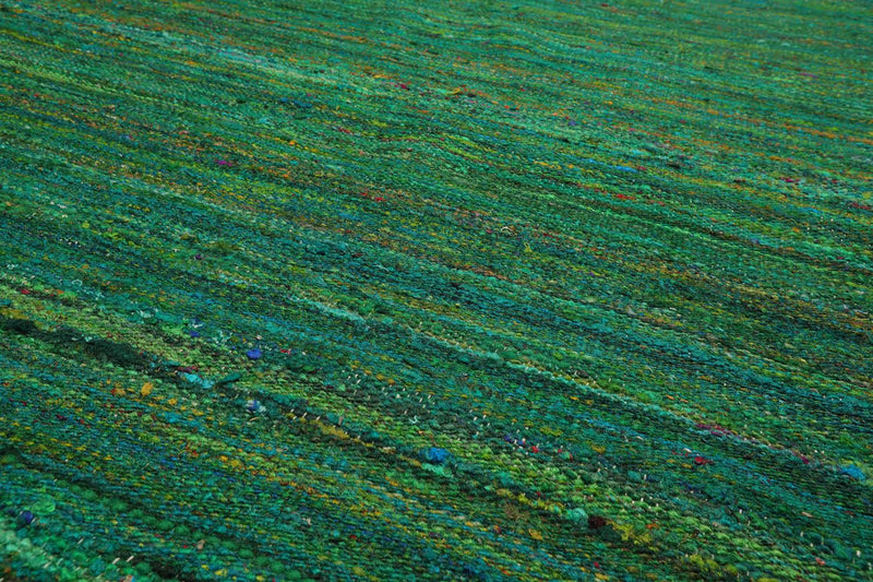 5' x 7'6" Hand Woven 100% Raw Silk Kilim Modern Oriental Area Rug Emerald