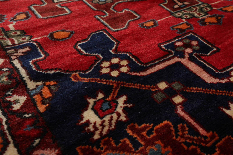 4'5" x 6'7" Hamdaan 200 KPSI Vintage Hand Knotted Wool Area Rug Rusty Red