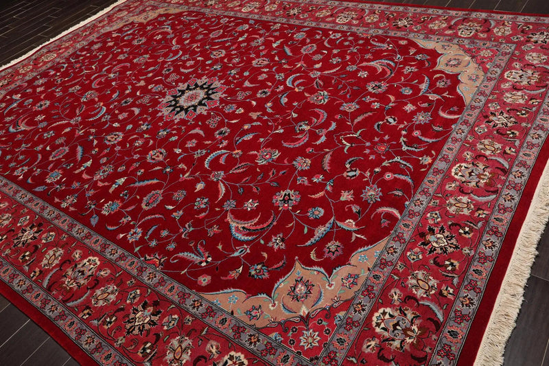 9'3'' x 12'4'' Hand Knotted Wool Tabrizz Samover 250 KPSI Oriental Area Rug Red