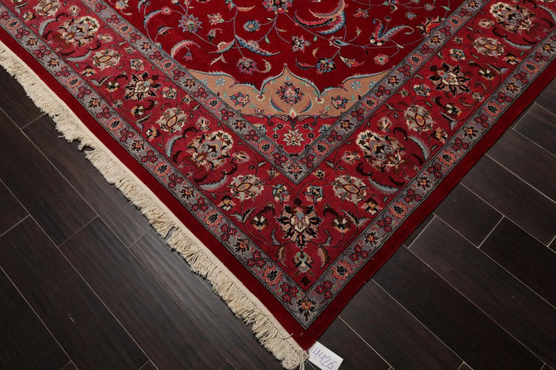 9'3'' x 12'4'' Hand Knotted Wool Tabrizz Samover 250 KPSI Oriental Area Rug Red