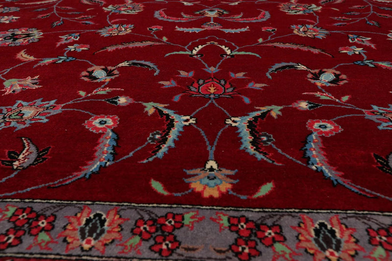 9'3'' x 12'4'' Hand Knotted Wool Tabrizz Samover 250 KPSI Oriental Area Rug Red
