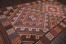 6'4"x11'8" Hand Woven Afghan Kilim Southwestern Runner Oriental Area Rug Brown