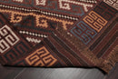 6'4"x11'8" Hand Woven Afghan Kilim Southwestern Runner Oriental Area Rug Brown