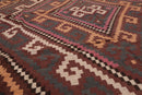 6'4"x11'8" Hand Woven Afghan Kilim Southwestern Runner Oriental Area Rug Brown