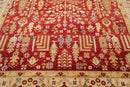 9'1" x 11'11" Hand Knotted 100% Wool Peshawar Traditional Oriental Area Rug Rust