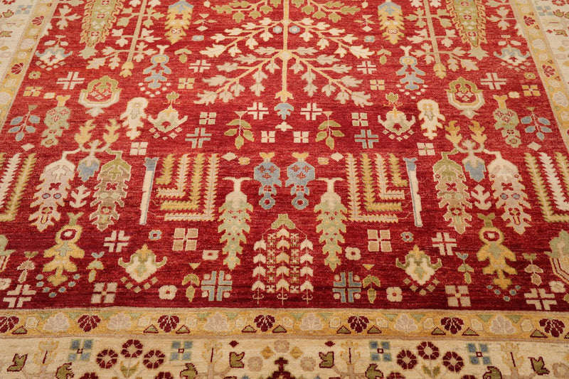9'1" x 11'11" Hand Knotted 100% Wool Peshawar Traditional Oriental Area Rug Rust