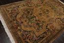 6x9 Pale Gold, Sage Hand Knotted 100% Wool French Aubusson Savonnerie  Traditional Oriental Area Rug