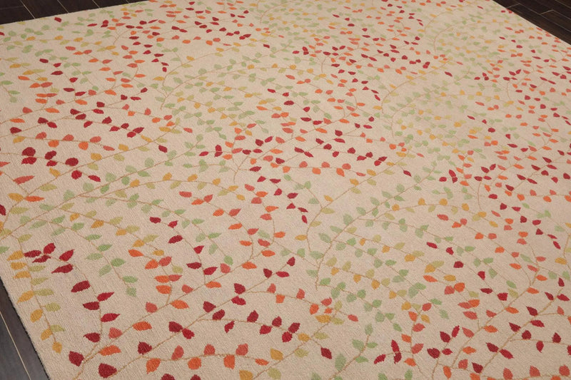 7'11'' x 9'11'' Hand Knotted Tibetan Floral Transitional Oriental Area Rug Beige