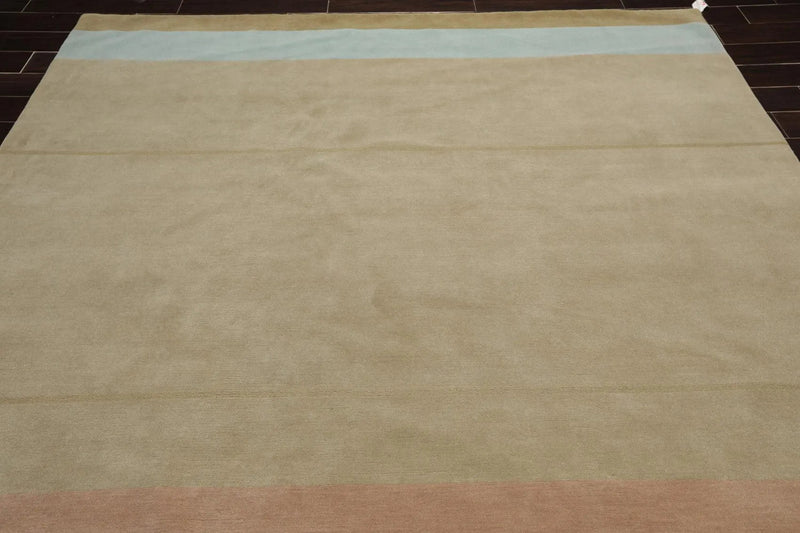 8' x 10' Muted Hand Knotted Designer Tibetan 100% Wool Modern Oriental Area Rug