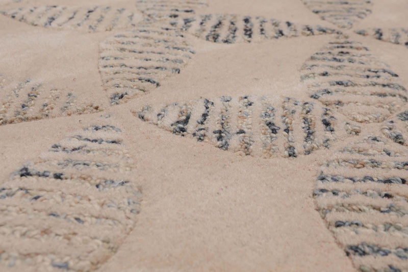 4'8" x 6'8" Handmade High Low Pile Wool Loop & Cut Area rug Contemporary Beige