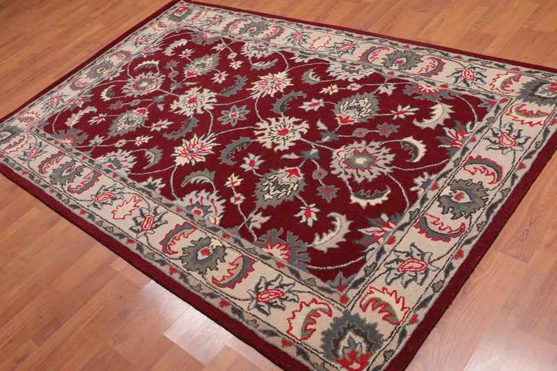 5' x 8' Handmade Wool Traditional Oriental Area Rug Traditional Burgundy