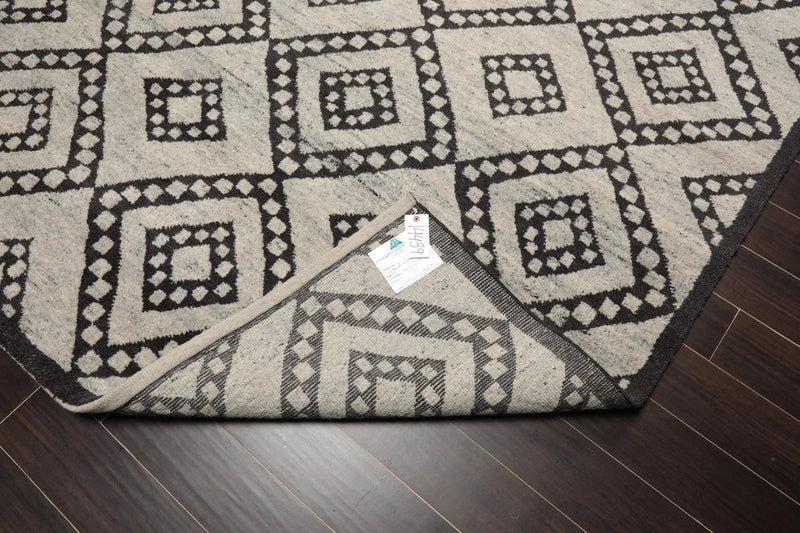 8'4'' x 10'3'' Hand Knotted Tibetan Wool Modern Diamond Oriental Area Rug Gray